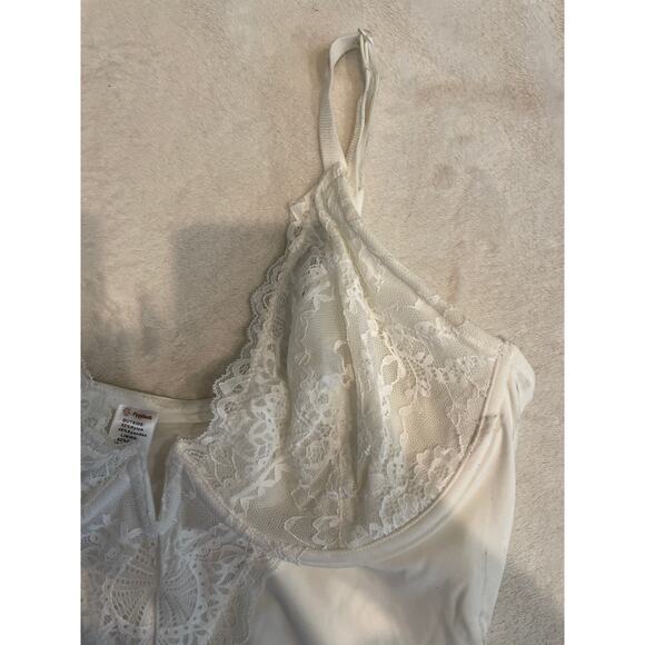 POPILUSH Shapewear Lace V Neck Side Slit Slimming Maxi Slip Dress Large White - Picture 7 of 14